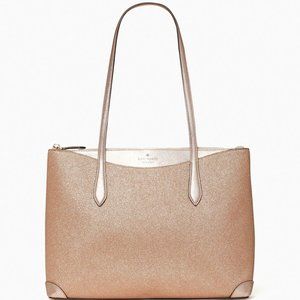 Kate Spade Large Glitter Rose Gold Tote NWT
